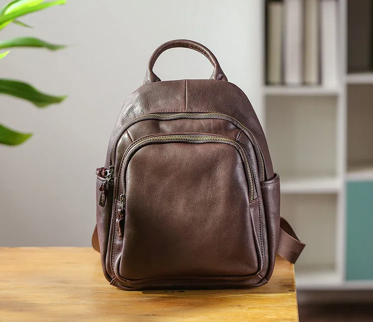 Vintage Ladies Leather Rucksack Stylish Backpacks For Women