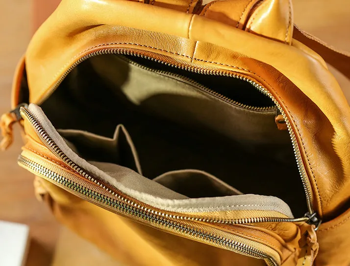 Vintage Ladies Leather Rucksack Stylish Backpacks For Women