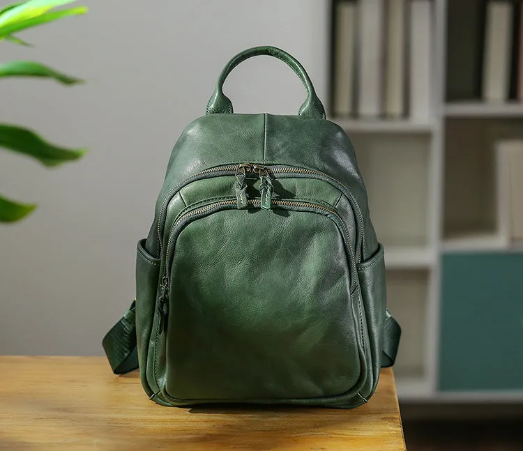 Vintage Ladies Leather Rucksack Stylish Backpacks For Women