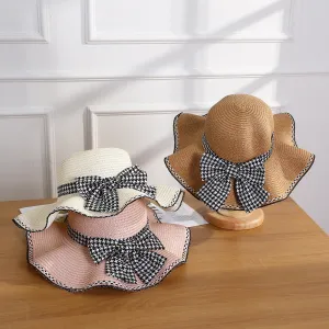 Wavey Brim Bow Knot Dome Beach Hat