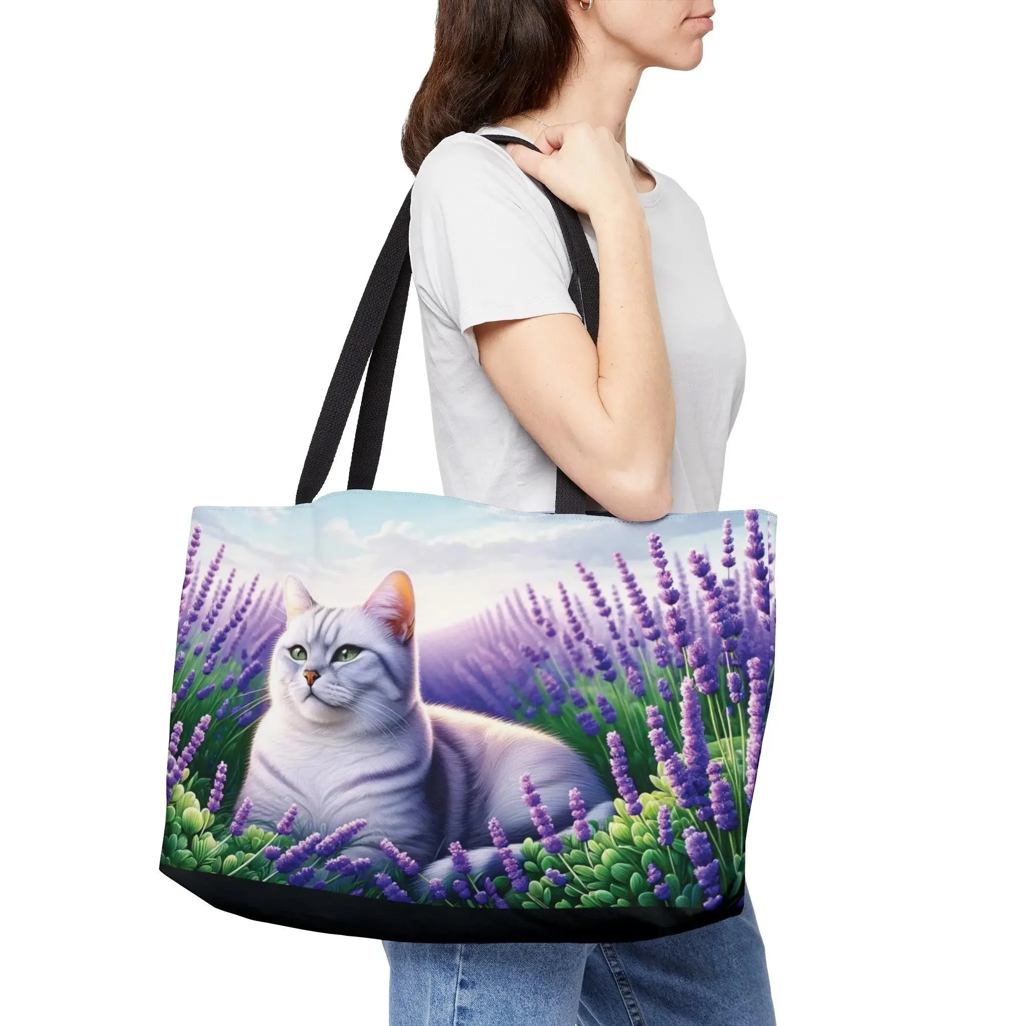 White Cat Lavender Fields  - Weekender Tote Bag