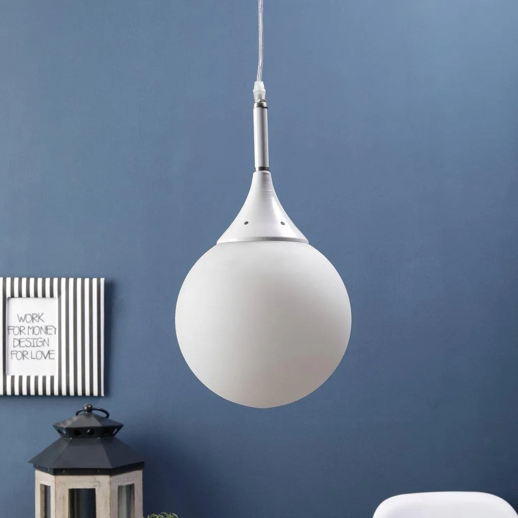 WHITE Metal Single Hanging Light -8inch-DOOM-MF
