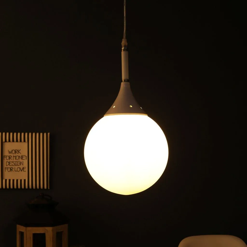 WHITE Metal Single Hanging Light -8inch-DOOM-MF