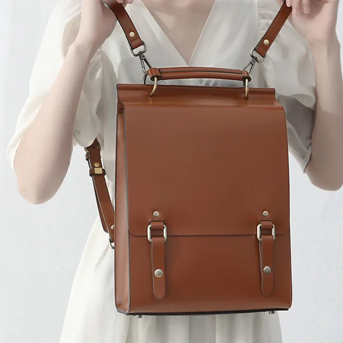 Womens Black Leather Rucksack Stylish Laptop Backpacks