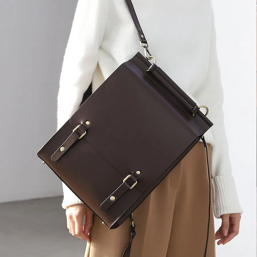 Womens Black Leather Rucksack Stylish Laptop Backpacks