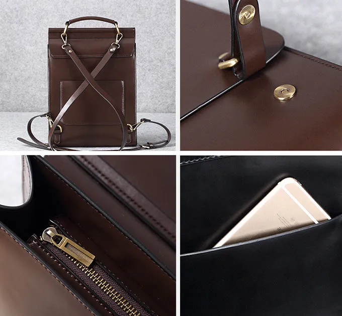 Womens Black Leather Rucksack Stylish Laptop Backpacks