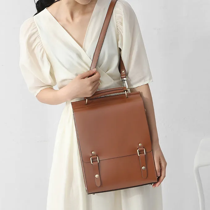Womens Black Leather Rucksack Stylish Laptop Backpacks