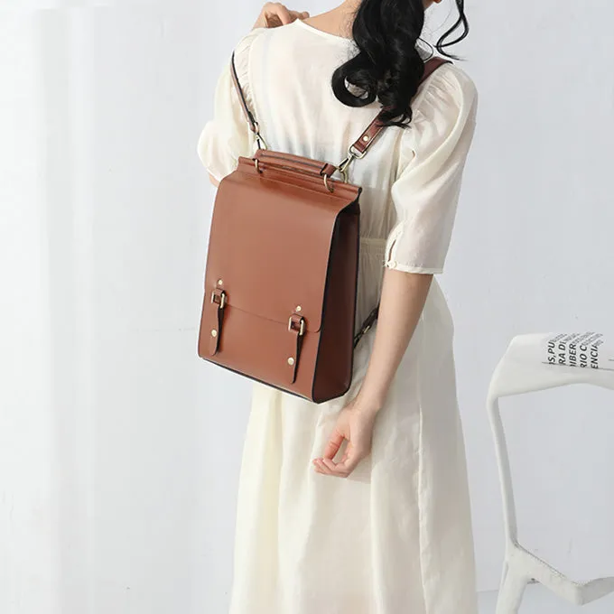 Womens Black Leather Rucksack Stylish Laptop Backpacks