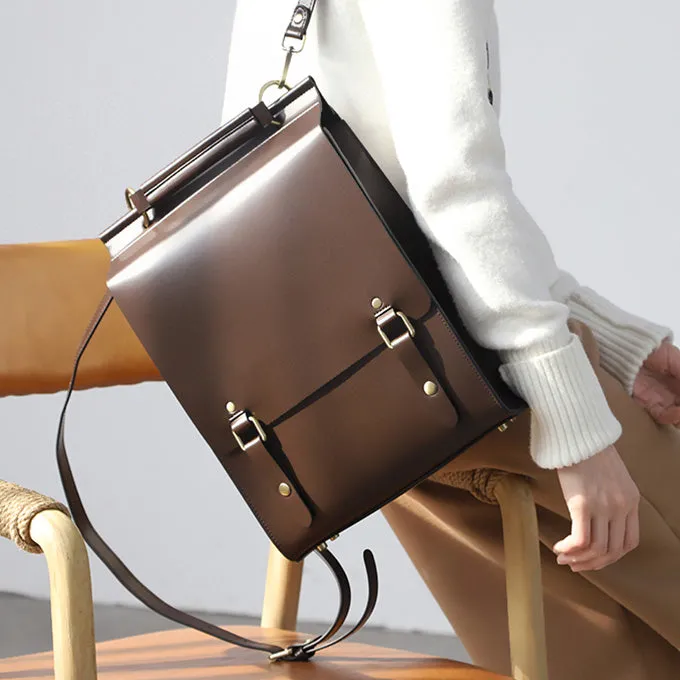 Womens Black Leather Rucksack Stylish Laptop Backpacks