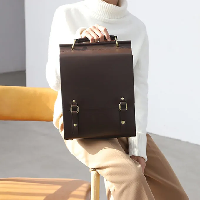 Womens Black Leather Rucksack Stylish Laptop Backpacks