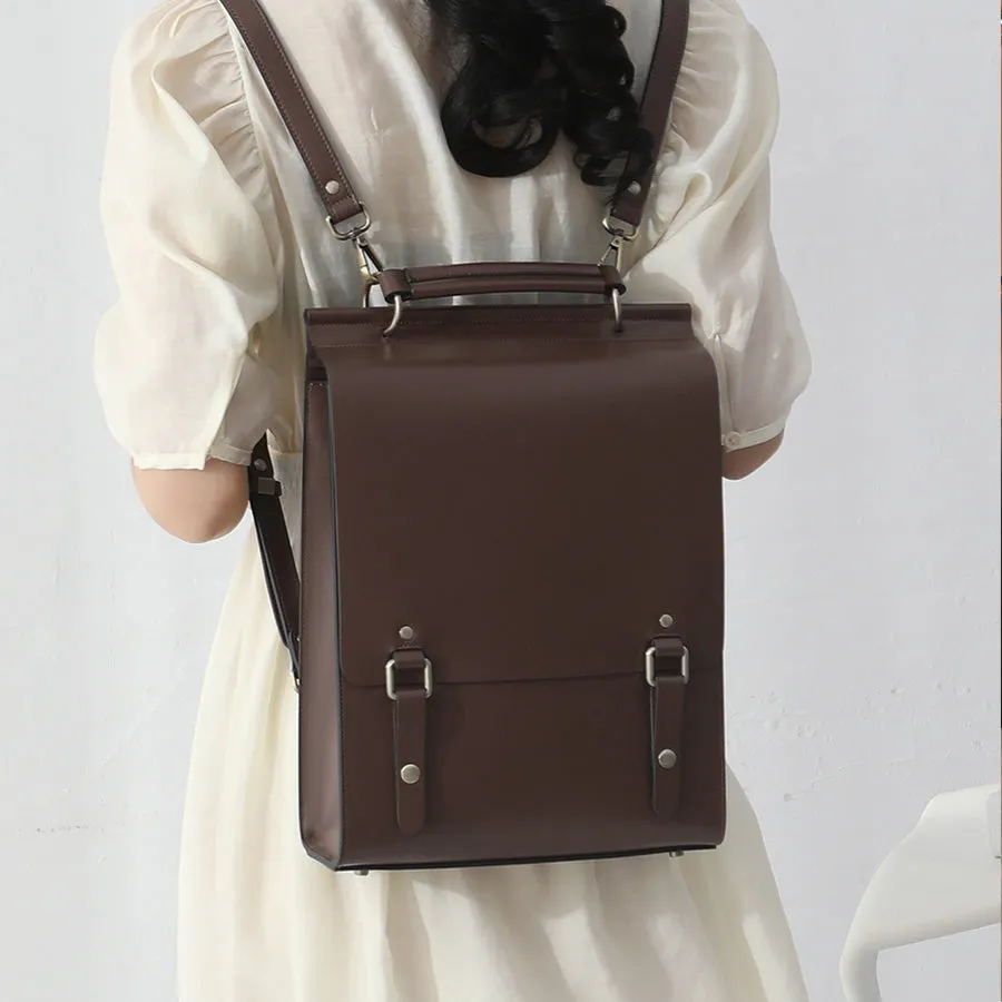 Womens Black Leather Rucksack Stylish Laptop Backpacks