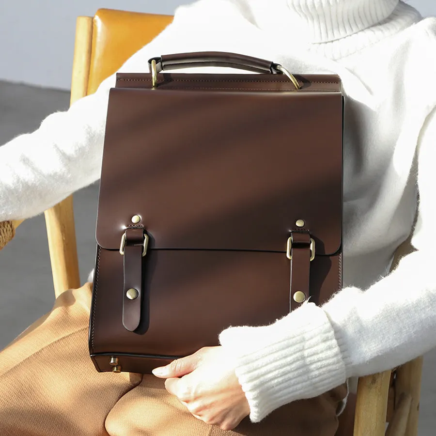 Womens Black Leather Rucksack Stylish Laptop Backpacks