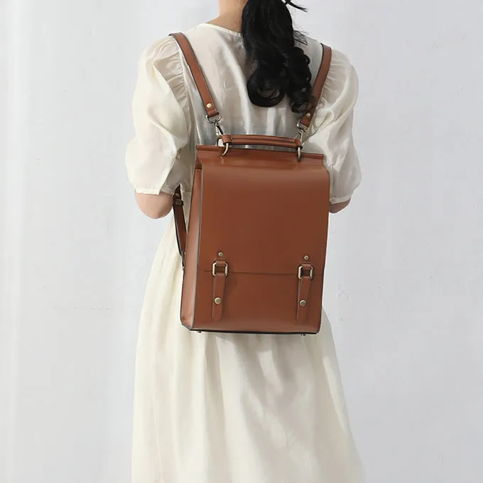 Womens Black Leather Rucksack Stylish Laptop Backpacks