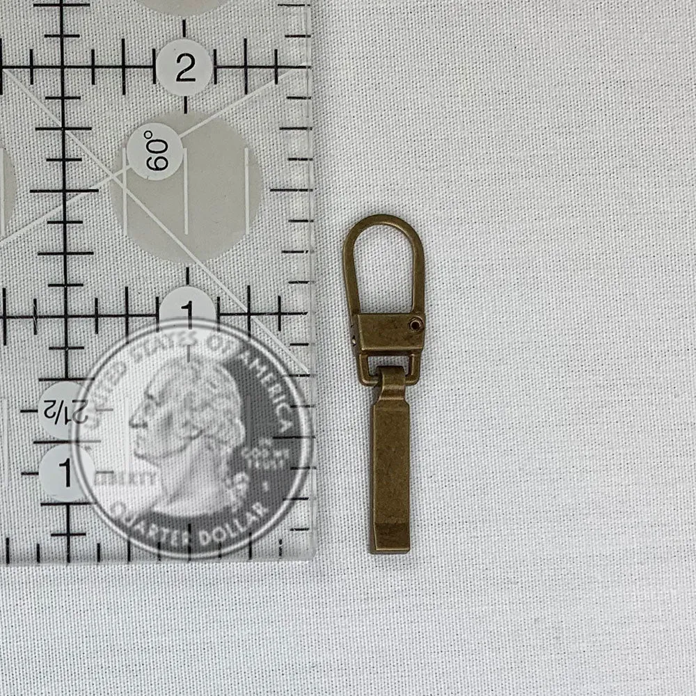 Zipper Pull (Pull-tab) Simple Replacement - Silver-tone, Matte Black, Gold-tone or Antique Brass - for Zipper Repair
